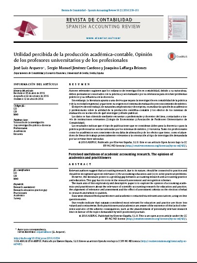 Utilidad percibida de la producción academica - contable