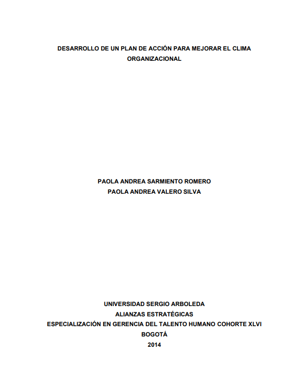  Desarrollo de un plan de acción para mejorar el clima organizacional